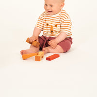 SENSE ORGANICS Kurzarm Shirt Anton Baby - Curry Stripes Lion
