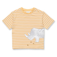 SENSE ORGANICS Kurzarm Shirt Anton - Yellow Stripes Rhino