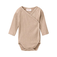 PEOPLE WEAR ORGANIC Langarm Wickelbody - Dunkelsand Melange
