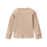 PEOPLE WEAR ORGANIC Rippstrick Langarm Shirt - Dunkelsand Melange