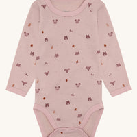 HUST & CLAIR Merinowolle-Bambusviskose Langarm-Body Baloo Forest - Dusty Rose