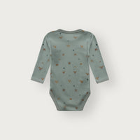 HUST & CLAIR Merinowolle-Bambusviskose Langarm-Body Baloo Forest - Slate Green