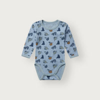 HUST & CLAIR Merinowolle-Bambusviskose Langarm-Body Baloo Lazy - Baby Blue