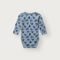 HUST & CLAIR Merinowolle-Bambusviskose Langarm-Body Baloo Lazy - Baby Blue