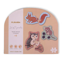 FILIBABBA Eltern-Kind-Puzzle-7er Set - Nordische Tierwelt