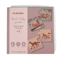 FILIBABBA Eltern-Kind-Puzzle-10er Set - Nordische Tierwelt