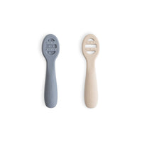 MUSHIE Silicone First Feeding Baby Spoons 2-pack - Tradewinds/Shifting Sand