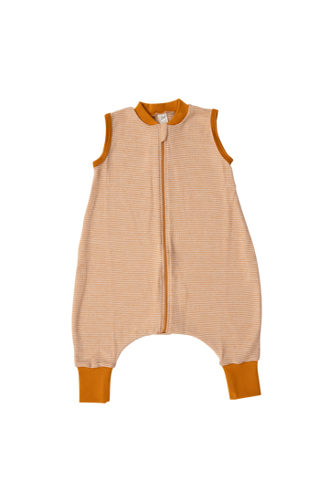 LILANO Schlafsack mit Füssen ohne Arm Curry Gestreift