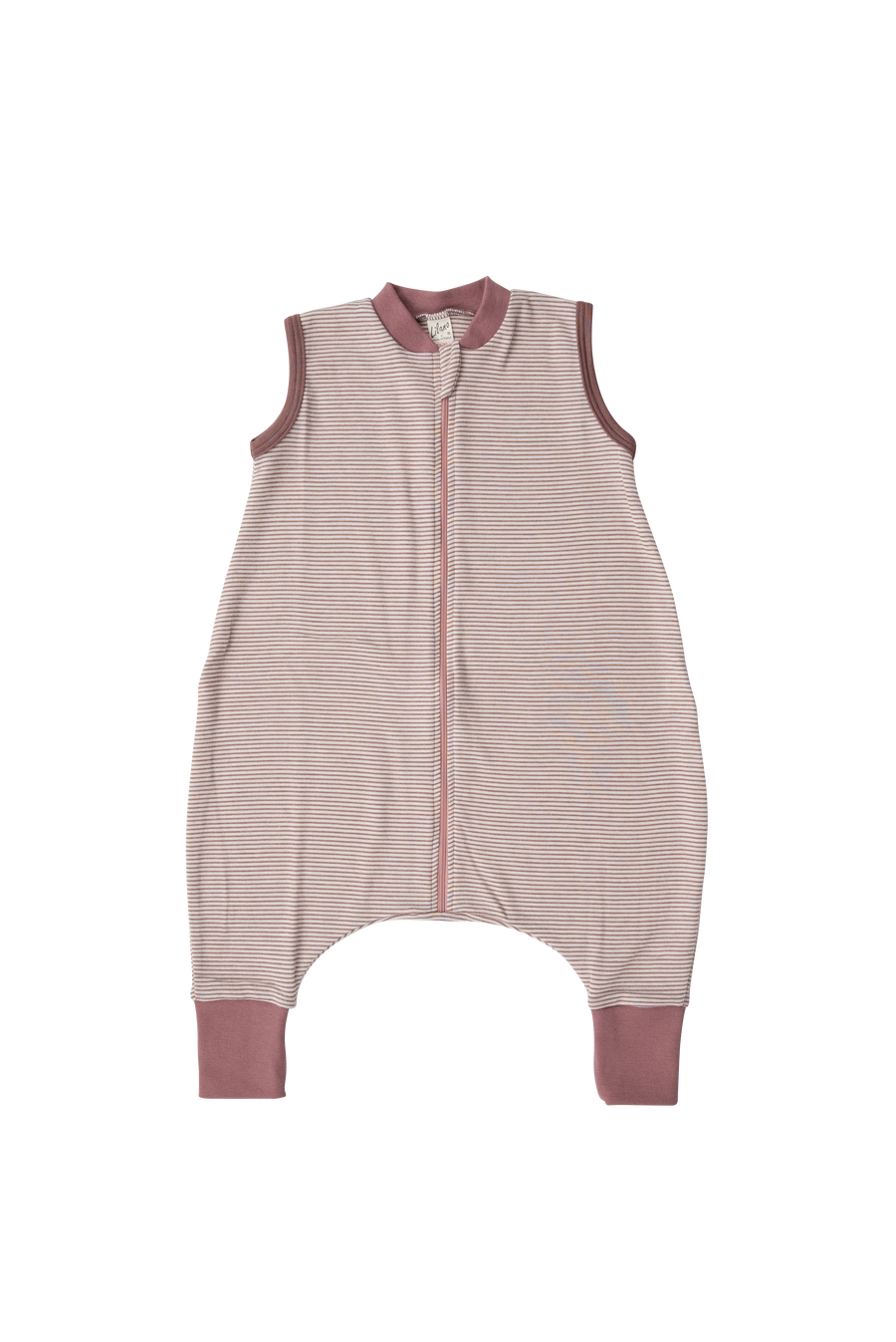LILANO Wolle Seide Schlafsack mit Füssen ohne Arm Mauve Gestreift – A&O Online Shop