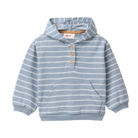 PEOPLE WEAR ORGANIC Sweat-Hoodie - Blau Mit Weissen Streifen