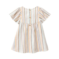 PEOPLE WEAR ORGANIC Kurzarm Kleid - Bunt Gestreift