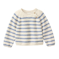 PEOPLE WEAR ORGANIC Strick-Pullover - Blau Gestreift