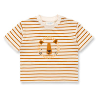 SENSE ORGANICS Kurzarm Shirt Anton Baby - Curry Stripes Lion