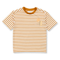 SENSE ORGANICS Kurzarm Shirt Anton - Curry Stripes Surfboard