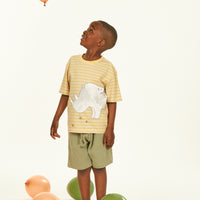 SENSE ORGANICS Kurzarm Shirt Anton - Yellow Stripes Rhino
