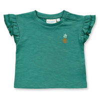 SENSE ORGANICS Kurzarm Shirt Ada Baby - Emerald Green mit Ananas
