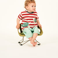 SENSE ORGANICS Kurzarm Shirt Anton Baby - Rusty Red Stripes Schildkröte