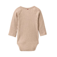 PEOPLE WEAR ORGANIC Langarm Wickelbody - Dunkelsand Melange