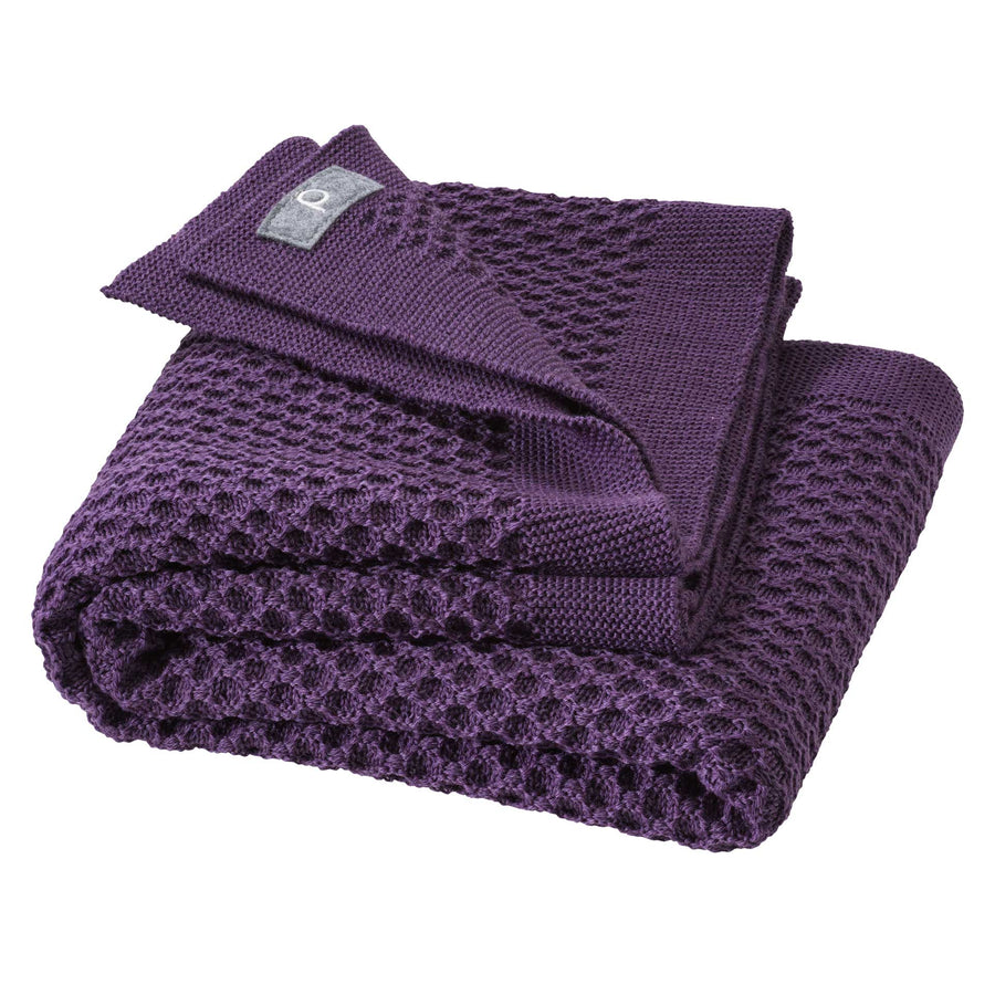 DISANA Woll-Waben-Strickdecke Aubergine