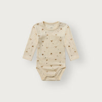 HUST & CLAIR Merinowolle-Bambusviskose  Langarm-Body Baloo Forest - Off White