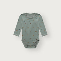 HUST & CLAIR Merinowolle-Bambusviskose  Langarm-Body Baloo Forest - Slate Green
