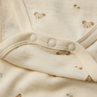 HUST & CLAIR Merinowolle-Bambusviskose  Langarm-Body Baloo Forest - Off White