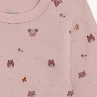 HUST & CLAIR Merinowolle-Bambusviskose  Langarm-Body Baloo Forest - Dusty Rose