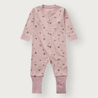 HUST & CLAIRE Merinowolle-Bambusviskose Strampler Manu Zip Forest - Dusty Rose