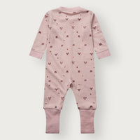 HUST & CLAIRE Merinowolle-Bambusviskose Strampler Manu Zip Forest - Dusty Rose