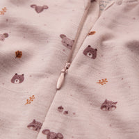 HUST & CLAIRE Merinowolle-Bambusviskose Strampler Manu Zip Forest - Dusty Rose