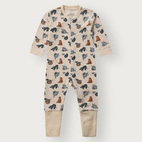 HUST & CLAIRE Merinowolle-Bambusviskose Strampler Manu Zip Lazy - French Oak