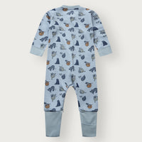 HUST & CLAIRE Merinowolle-Bambusviskose Strampler Manu Zip Lazy - Baby Blue