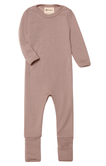 ENGEL NATUR Wolle-Seide Schlafoverall mit Umschlägen Dustyrose