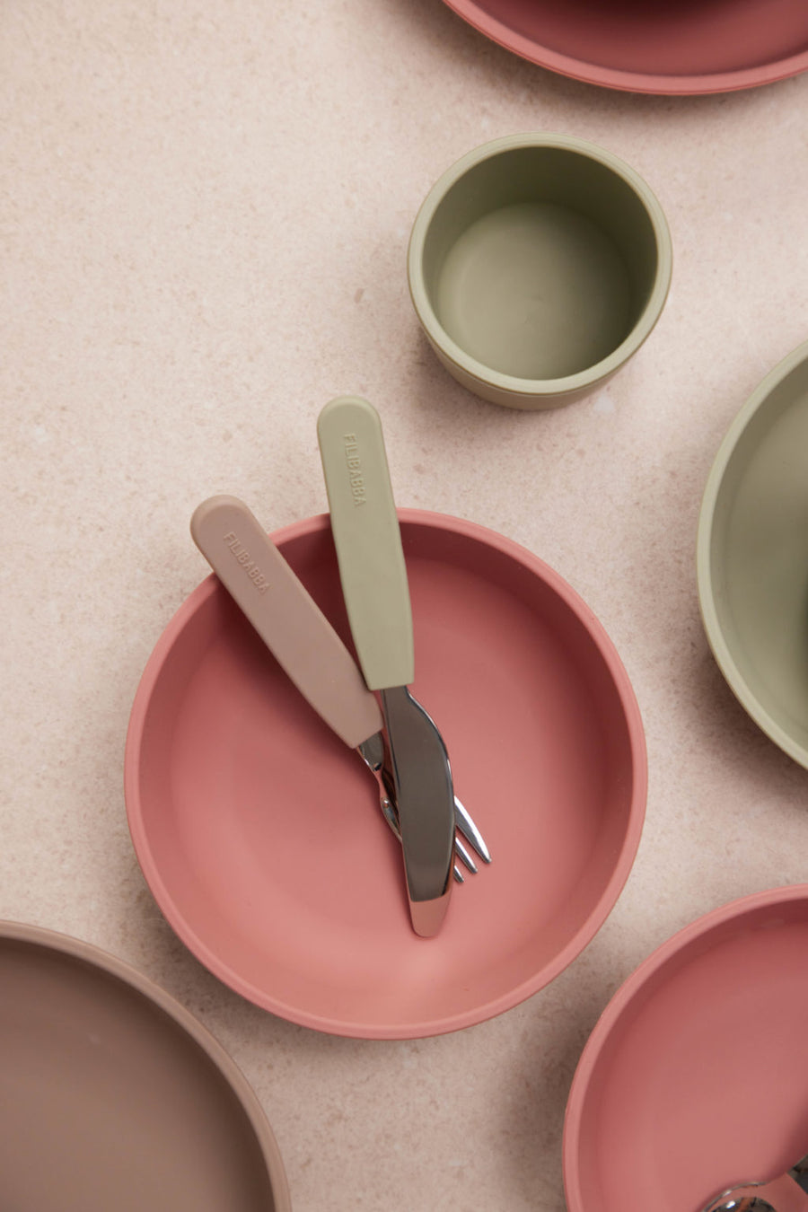 FILIBABBA Silikonbesteckset - Green