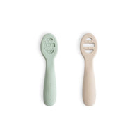MUSHIE Silicone First Feeding Baby Spoons 2-pack - Tradewinds/Shifting Sand