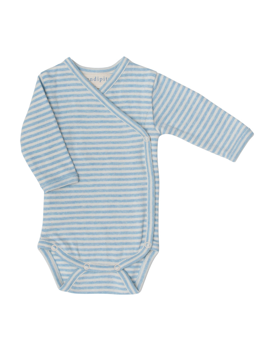 SERENDIPITY Wickelbody Aqua/Ecru gestreift