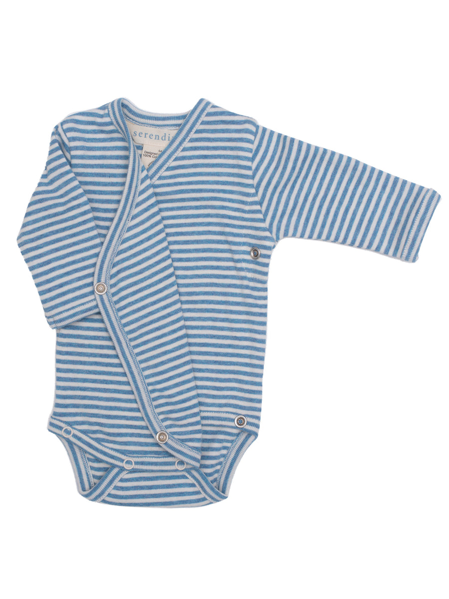 SERENDIPITY Wickelbody Azur/Ecru gestreift