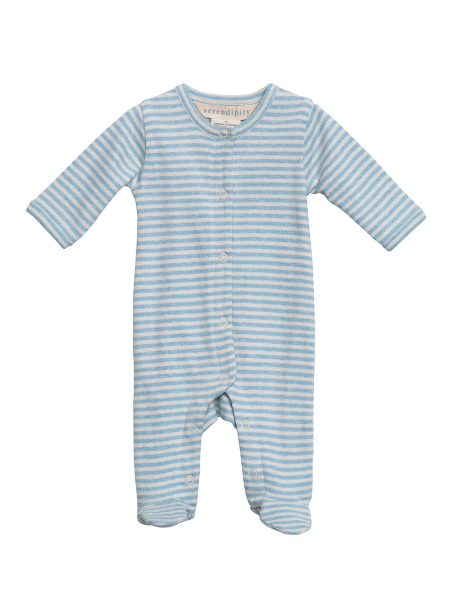 SERENDIPITY Strampler Aqua/Ecru gestreift