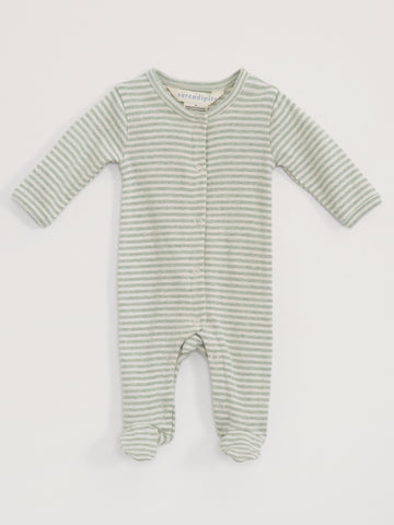 SERENDIPITY Strampler Jade/Offwhite gestreift