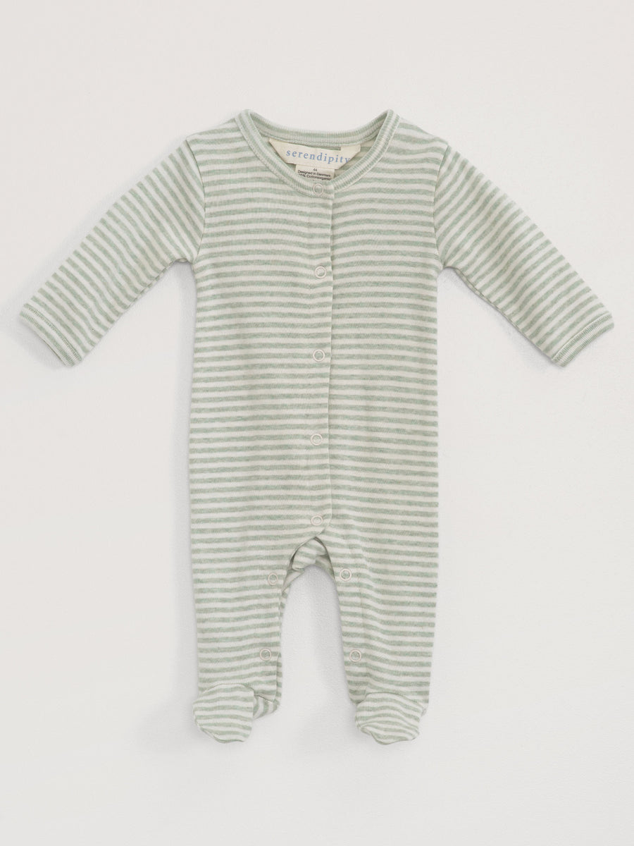 SERENDIPITY Strampler Jade/Offwhite gestreift