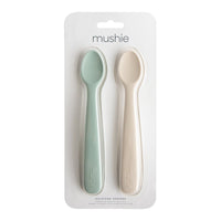 MUSHIE Silicone Spoons 2-pack - Cambridge Blue/Shifting Sand