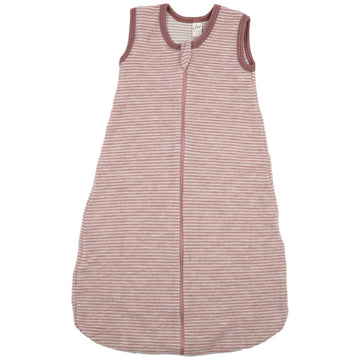 LILANO Wollfrottee Plüsch Schlafsack mit Reissverschluss Mauve Gestreift