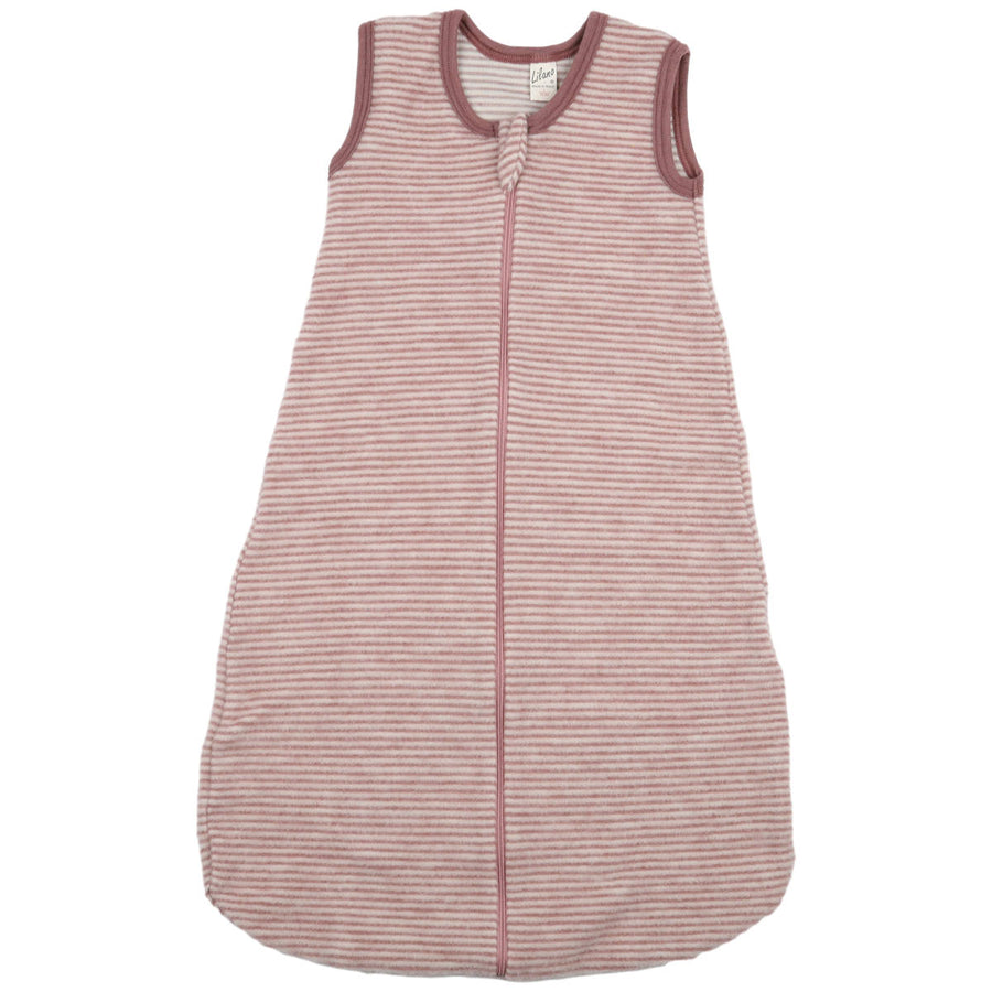 LILANO Wollfrottee Plüsch Schlafsack mit Reissverschluss Mauve Gestreift