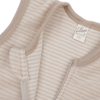 LILANO Wollfrottee Plüsch Schlafsack mit Reissverschluss Sand Gestreift