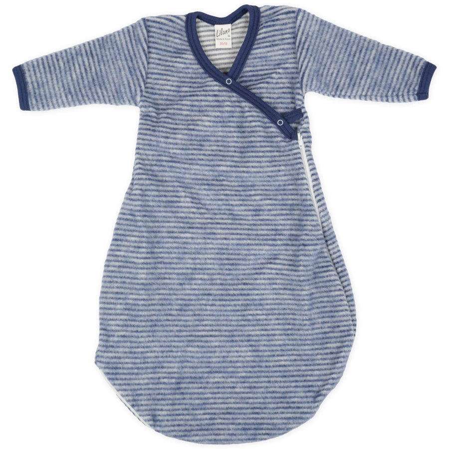 LILANO Wollfrottee Wickelschlafsack Marine Gestreift
