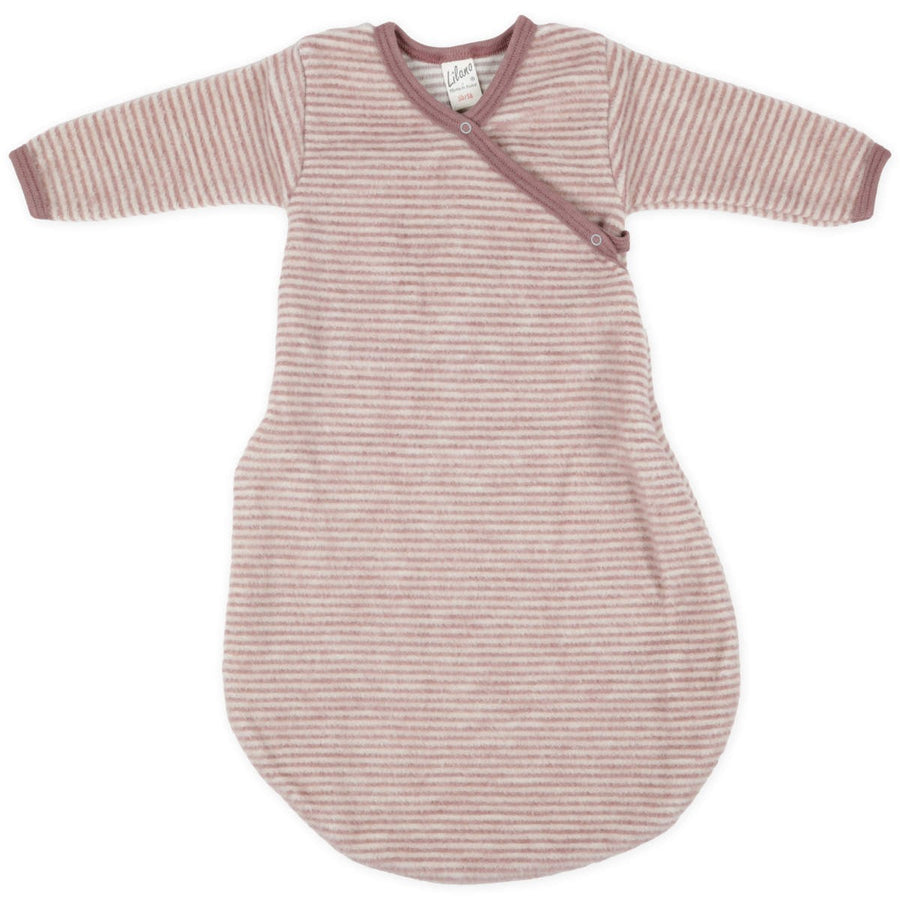 wollfrottee schlafsack LILANO Wollfrottee Wickelschlafsack Mauve Gestreift – A&O Online Shop
