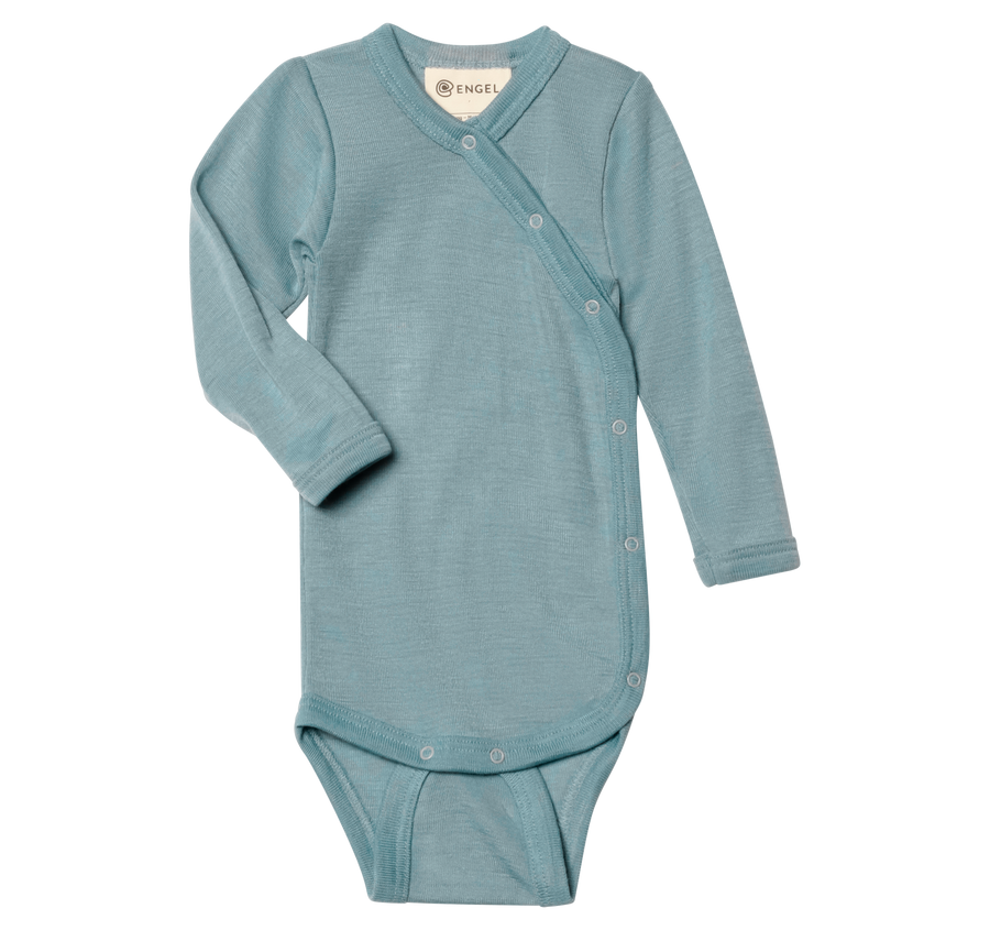 ENGEL NATUR Wolle-Seide Wickelbody Bergblau